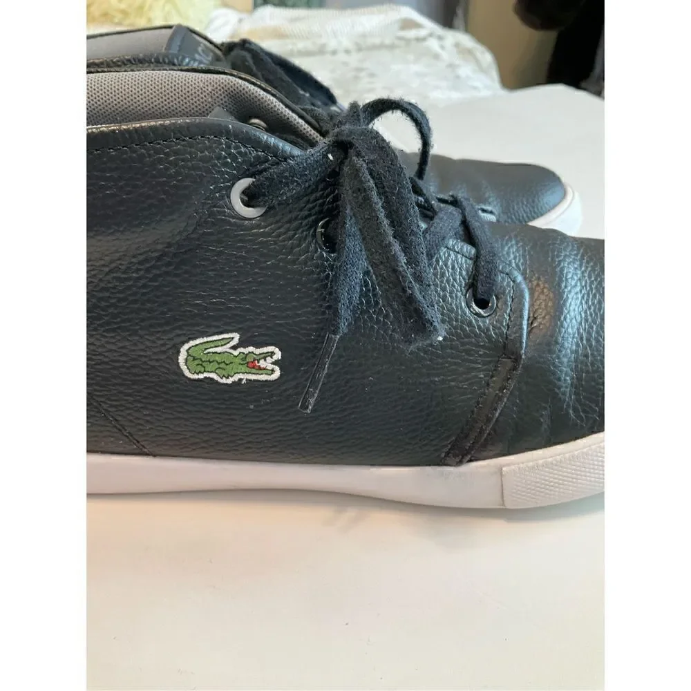 Lacoste Asparta High Top. Pebbled black leather, black. Men’s 10. Izod Alligator
